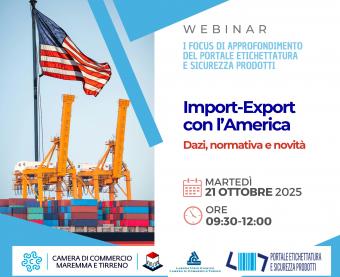 Import-Export con l’America: webinar su dazi, normativa e novità Import-Export con l’America: webinar su dazi, normativa e novità